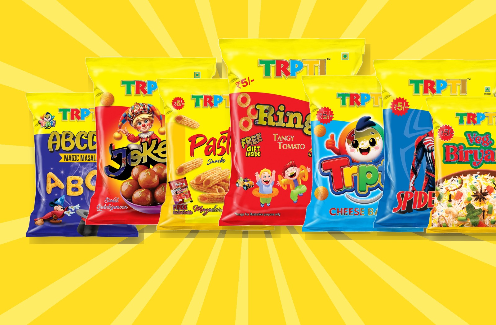 Tripti's colourful range of packaged snacks